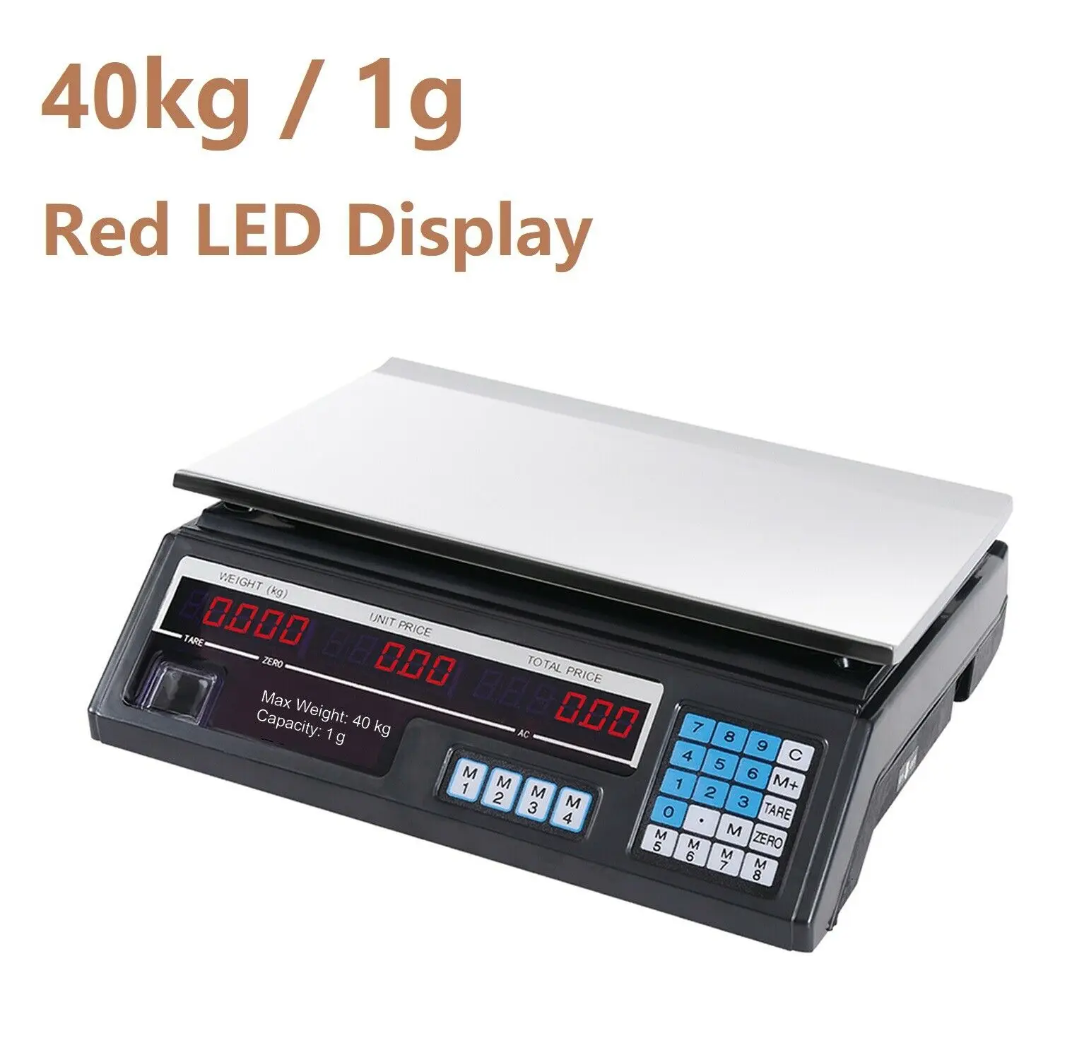 

New Electronic Digital Kitchen Scale Commercial Shop 40KG 1g Food Weight Scales