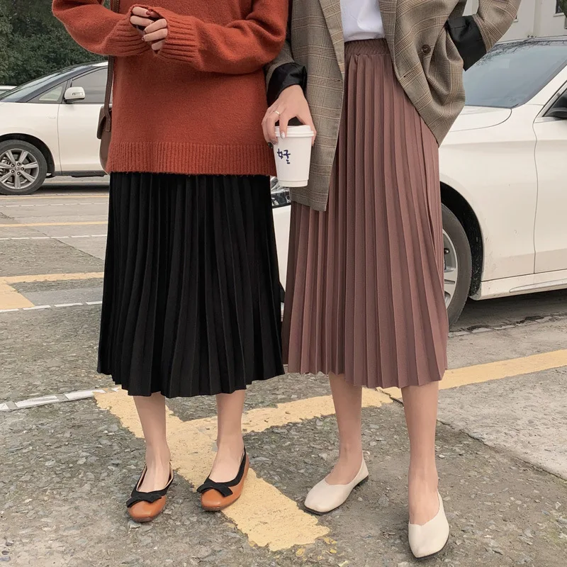 Весенняя и Осенняя новая Однотонная юбка Милая модная шифоновая Женская длинная