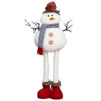 christmas snowman toy long legs plush snowman figurines telescopic legs cloth doll for table mantel party christmas decoration