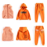 2019 baby boys girls autumn warm vest coat sweatshirt pants 3pcs velvet infant kids children sports suit toddler clothes