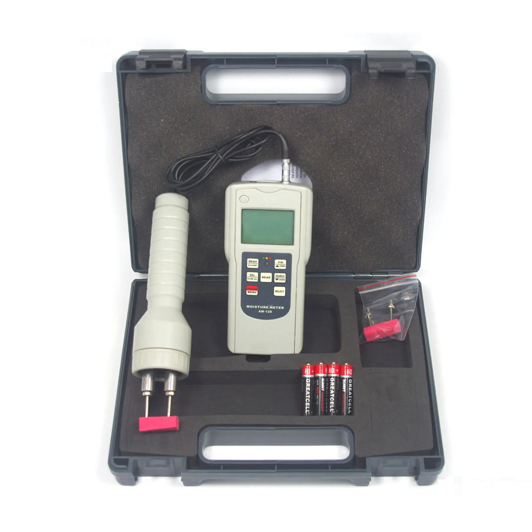 

Digital AM-128PS Pin Type Multifunction Moisture Meter With Two measurement modes non-conductive materials