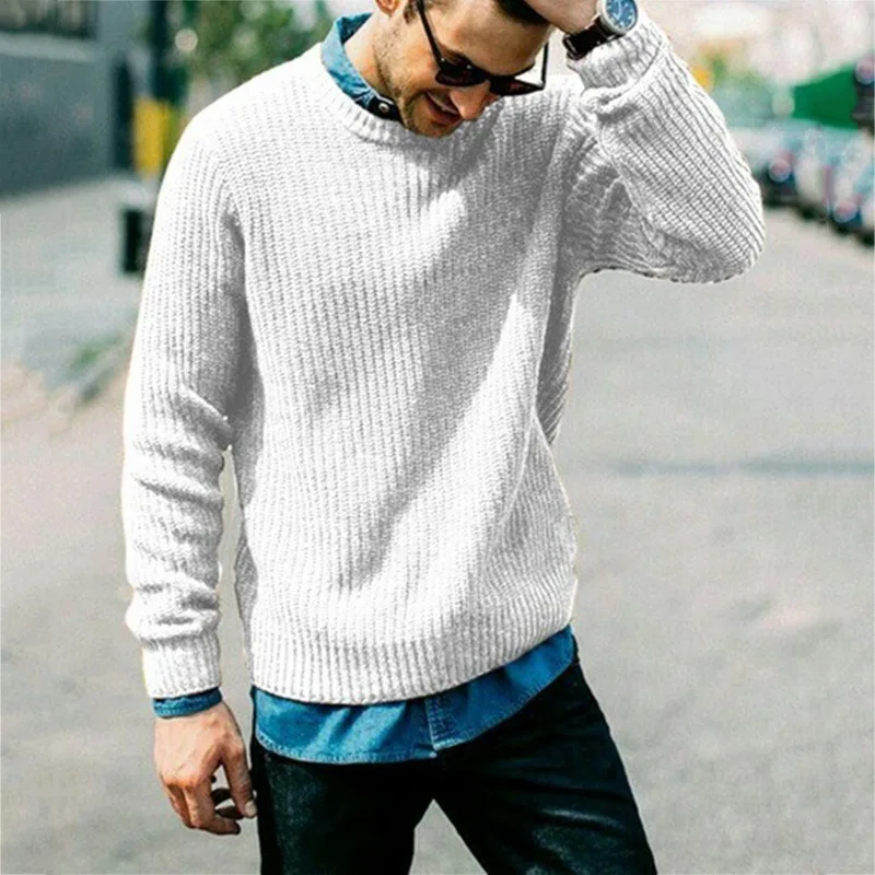 

Мужская осенне-зимняя модная повседневная однотонная Толстовка с длинным рукавом и круглым вырезом, верхняя одежда, высокие мужские модные...