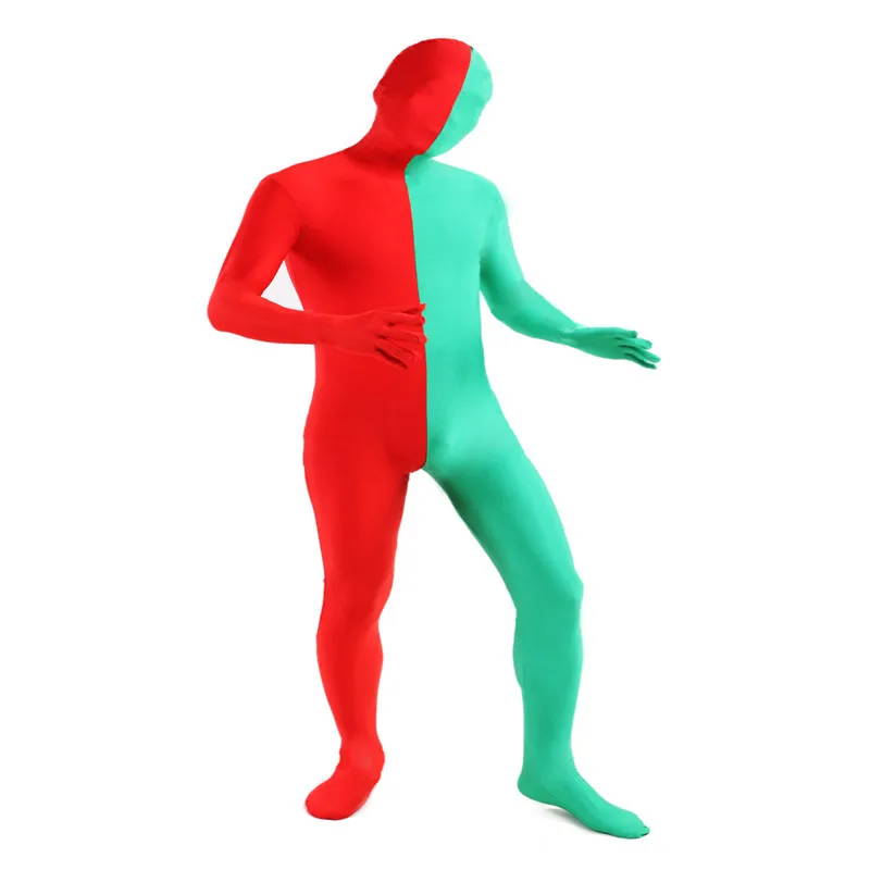 Комбинезон Zentai из лайкры в стиле пэчворк цветной облегающий костюм для Хэллоуина