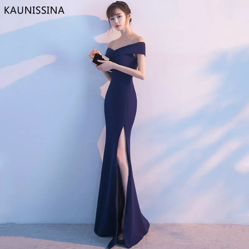 Женское вечернее платье с открытыми плечами KAUNISSINA Бордовое платье-русалка