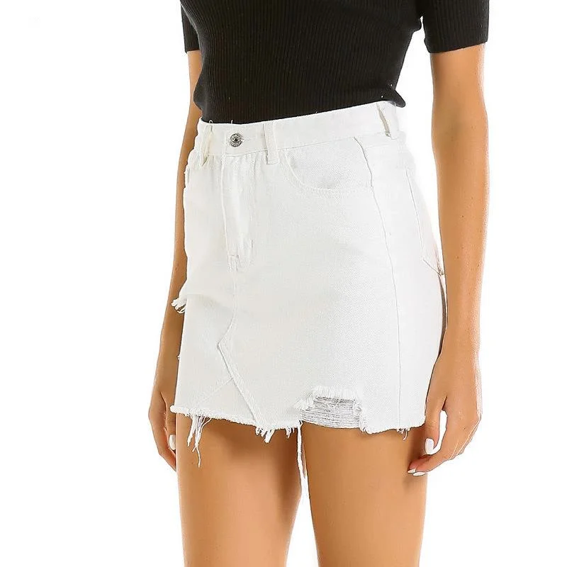 

Half-length skirt women's denim spring and summer white women are thin
