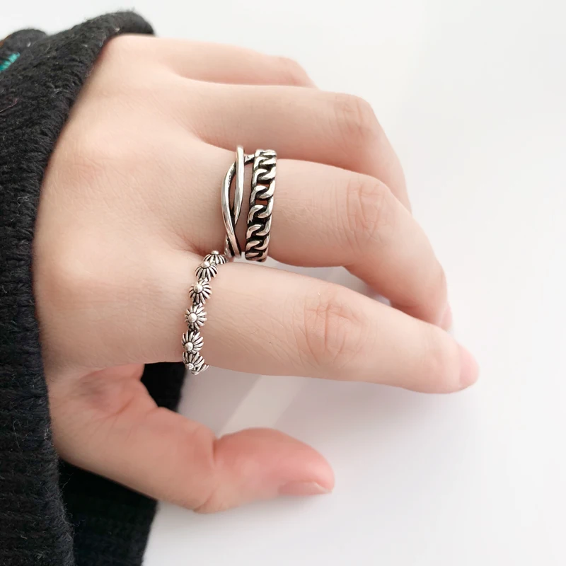 Bohemian Ethnic Silver Color Flowers Rings for Women Bridal Wedding Vintage Open Finger Christmas Gifts | Украшения и аксессуары