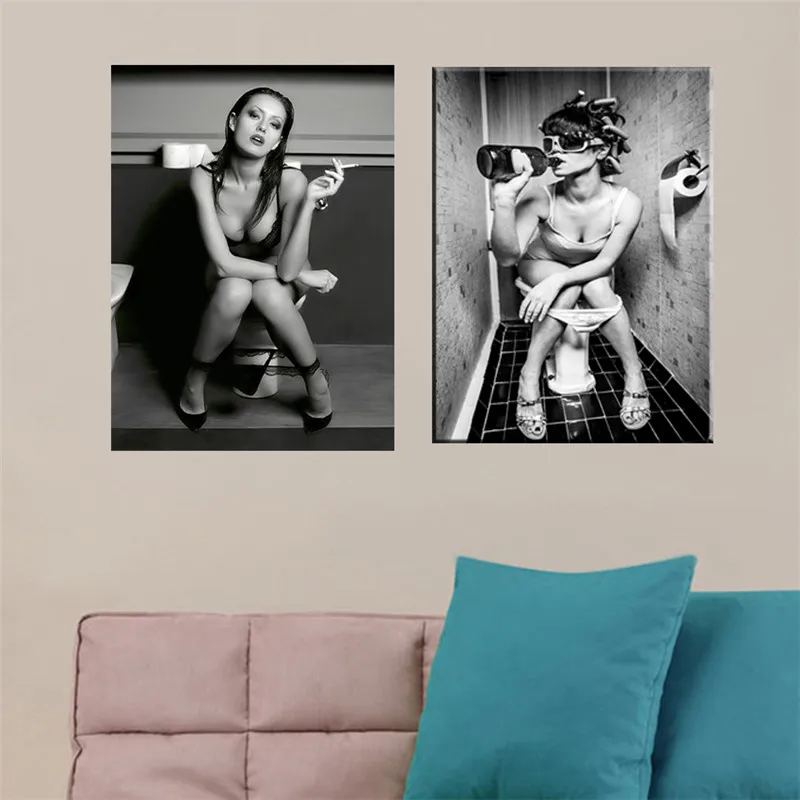 Модные холщовые картины Туалет сексуальная женщина холст печать бар девушка