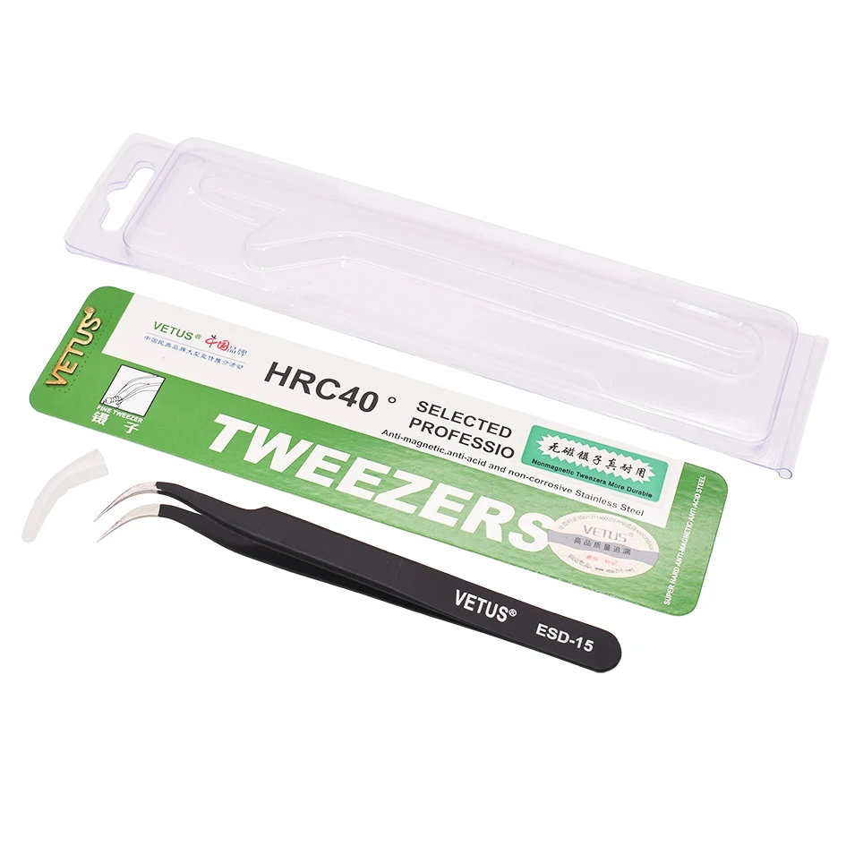Оригинальный черный Нержавеющая сталь пинцеты VETUS HRC40 антистатические щипцы ST от
