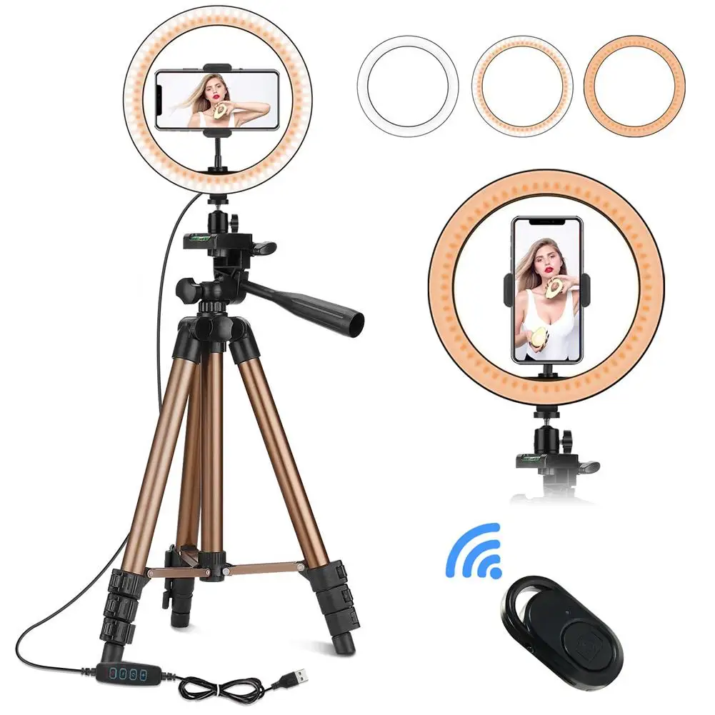 8 inch LED Ring Light Floor with 1/4&quot Tripod Selfie Live Fill Lights Beauty Lamp Kit 33cm to 102cm Adjustable Mount Stand |