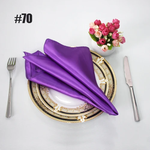 purple red 100 шт./лот, Свадебный декор, 19 дюймов, Золотой/розовый/синий/бежевый, атласная Салфетка для стола, для дня рождения, для вечеринки, квадратная, складная, тканевая, для банкета, для салфеток - Цвет: purple red