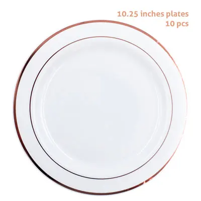 10.25 inch 10 pcs A Nicro 10/20/50 шт./компл. розовое золото чашки Пластик пластины вилка Ножи Ложки одноразовые ясный набор посуды вечерние поставки# DPT19 - Цвет: 10.25 inch 10 pcs A