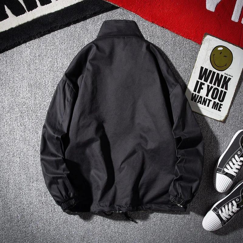 

Fashion casual men's 2020 hooded black Beige Rib sleeve men spring clothing University coats jacket young