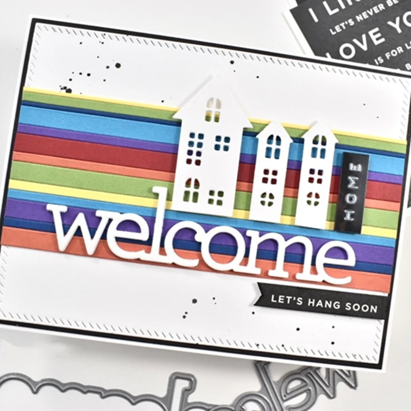 

Funny Letters WELCOME Invitation Card Greeting Metal Cutting Dies New DIY Emboss Stamp Scrapbooking Dies for Card Making