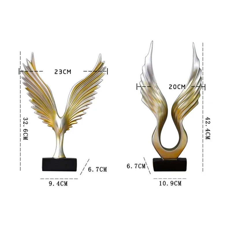 

Mirs Wings Figurines European Desktop Crafts Resin Ornaments Wings Statue Creative Home Office Decoration Accessories Modern