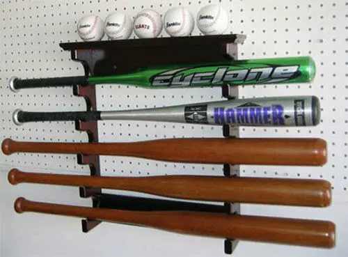 

5 вешалка для демонстрации бейсбольной биты, отделка из красного дерева