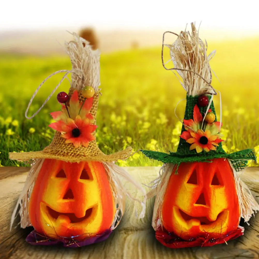 

2pcs Cute Halloween Light Up Jack Pumpkin Flashing Lantern Decorative Foam Halloween Props Great Haunted House Decoration