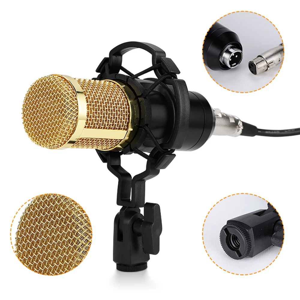BM800 профессиональный студийный микрофон конденсаторный аудио 3 5 мм проводной для