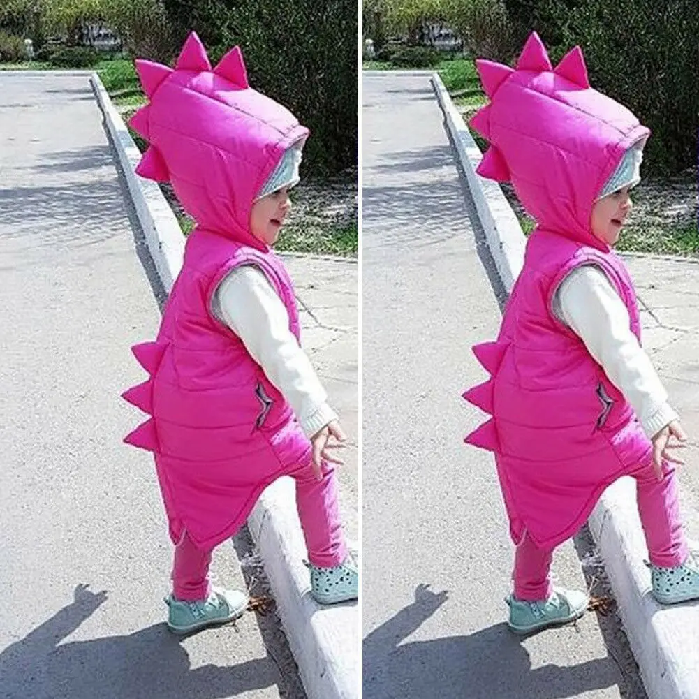 Pudcoco зимние теплые детские одежда для маленьких девочек зимний теплый жилет с капюшоном и динозавром на молнии куртка с капюшоном верхняя одежда
