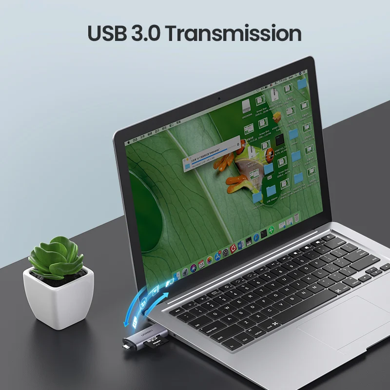 Кардридер Ugreen устройство считывания карт памяти USB Type C дo SD Micro TF OTG для ПК ноутбука