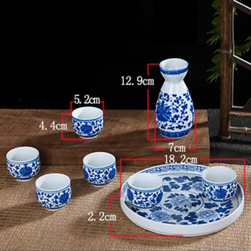 8 шт./лот винный набор Цзиндэчжэнь керамическая чашка горшок поднос голубой и