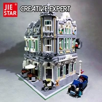 jiestar creative expert street view european jazz cafe shop 89100 moc bricks modular house model building block toy corner cafe
