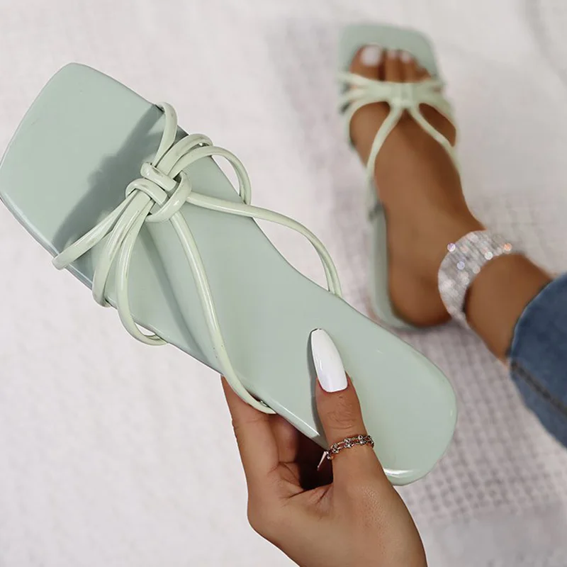 

2021 Женская сумочка с сплошной квадратный носок, с бантиком шлёпанцы для женщин женские летние пляжные новые omfort шлепанцы без задника с откр...