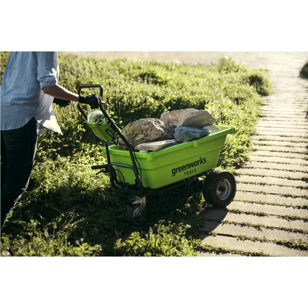 Садовая тележка самоходная Greenworks G40GCK4 40V 106 л с 1хАКБ 4 А.ч и ЗУ|Садовые тележки| |