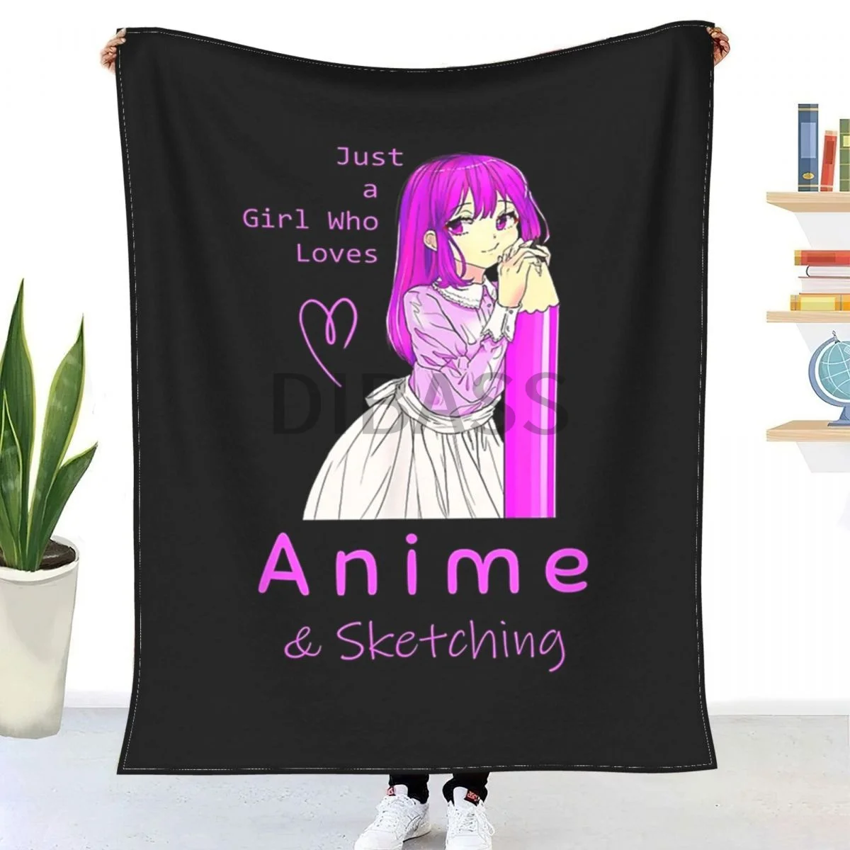 

Anime Just Girl Loves Sketching Throw Blanket 3D Printed Flannel Throw Blankets