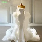 Женское вечернее платье с юбкой-годе, белое платье с запахом для свадьбы и выпускного вечера в несколько рядов, вечерние для вечеринки в стиле иллюзии, платье для Саудовской Аравии, 2021