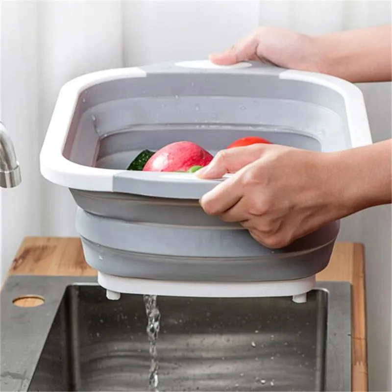 Многофункциональная кухонная разделочная доска складная корзина для мытья