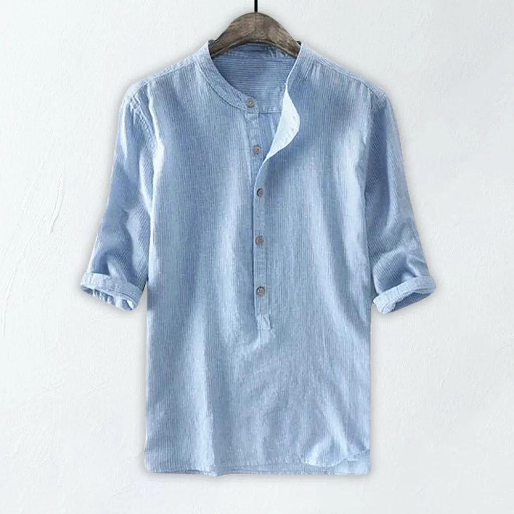 Мужские рубашки из хлопка и льна повседневные мужские социальные платье