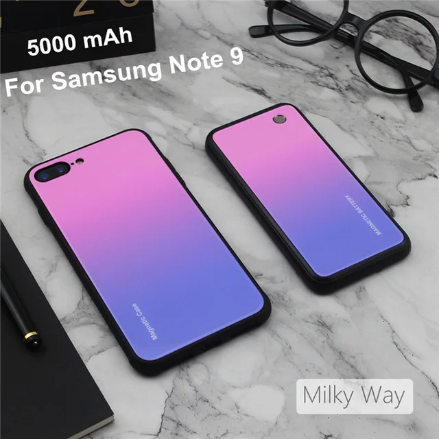 Pink For Note 9 5000 мАч беспроводной магнитный чехол для зарядки аккумулятора для samsung Galaxy S9/S9 Plus, Расширенный чехол для аккумулятора телефона для samsung Note 8/9 - Цвет: Pink For Note 9
