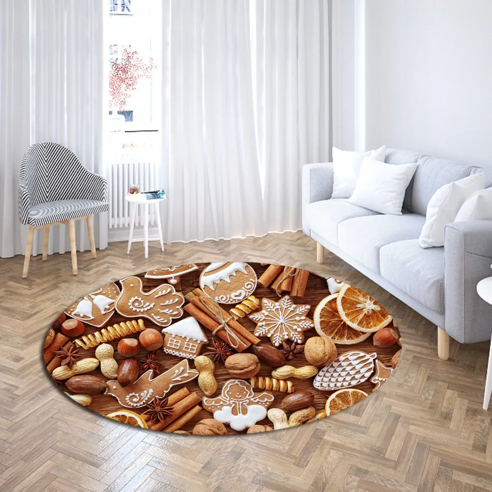 Merry Christmas Round Carpet 3D Print Soft Rugs Cloakroom For Living Room Mat Computer Chair Area Play Tent | Дом и сад