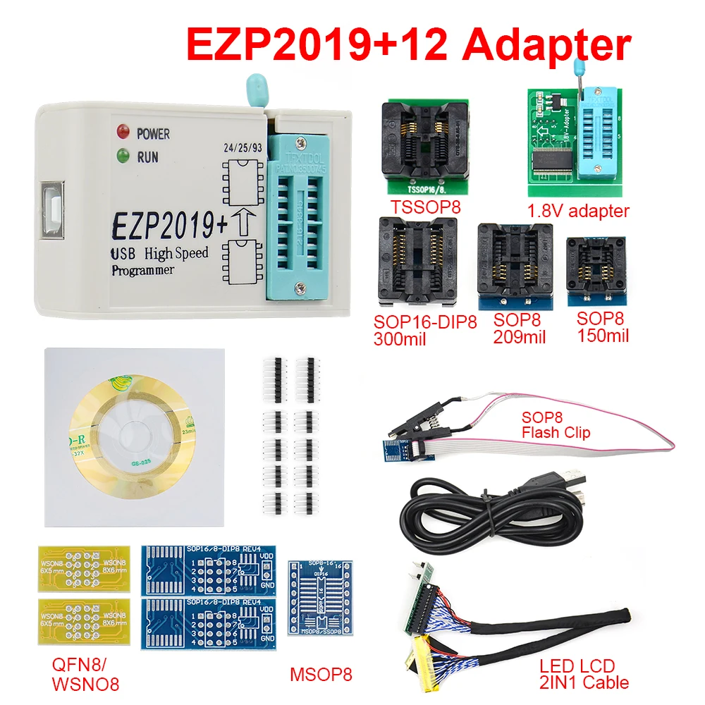 

2021 New EZP2019 SPI Programmer Support 24 25 93 EEPROM Flash BIOS Chip With 12 Socket Fast Reading Smart Programming Caculator