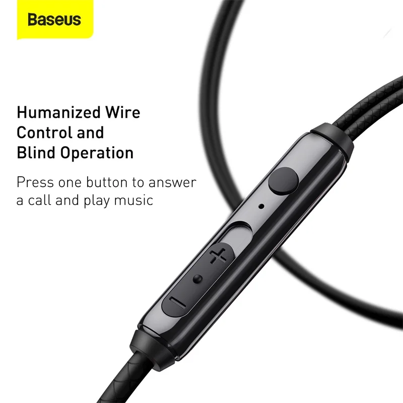 baseus h19 wired earphones bass sound headphone headset 3 5mm in ear earbuds with mic for samsung xiaomi huawei sony smartphones free global shipping