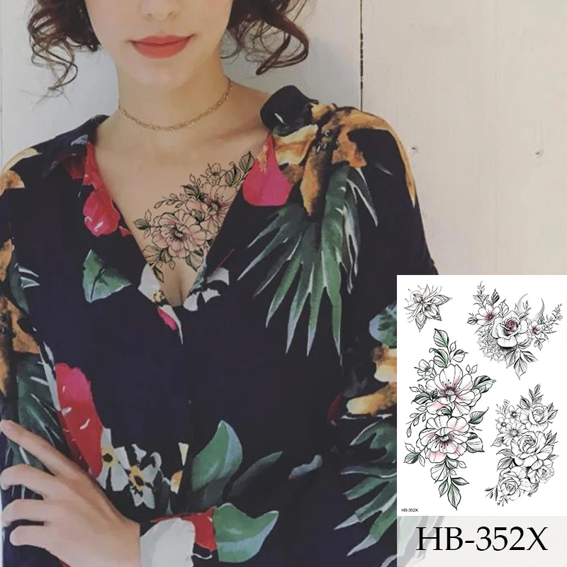 1 шт. временная татуировка MONSTER SNAKE ROSE FLOWER палец ухо шея мужские женские детские |