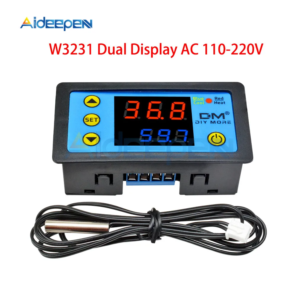 W3231 AC 110V-220V W3230 AC 110 V-220 V DC 12 V Светодиодный дисплей Цифровой термостат Температура Терморегулятор Цифровой регулятор температуры Контрольные приборы Регулятор Обогрев Охлаждение - Цвет: W3231 AC 110V-220V