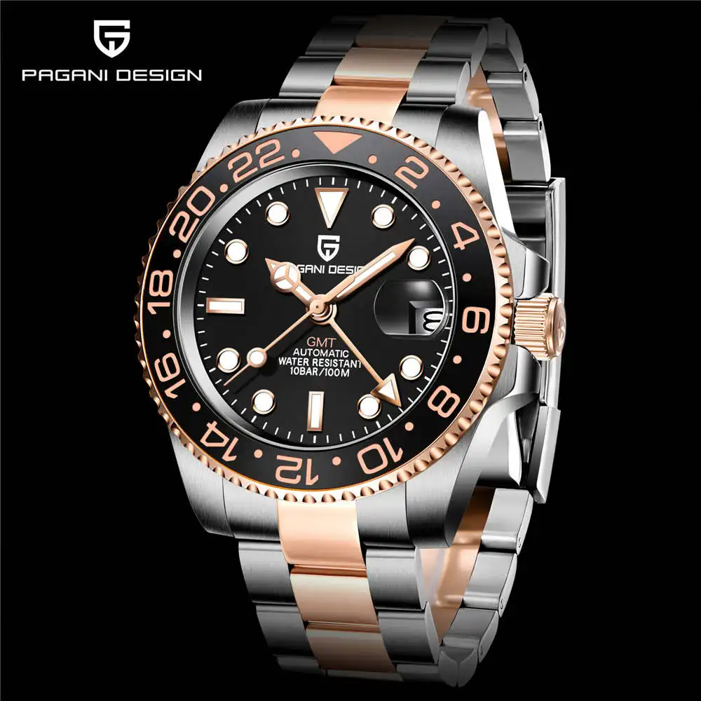 

PAGANI DESIGN Men's Mechanical Watch Sapphire Glass Stainless Steel Men's Automatic Watch GMT Waterproof Men's Business Watch