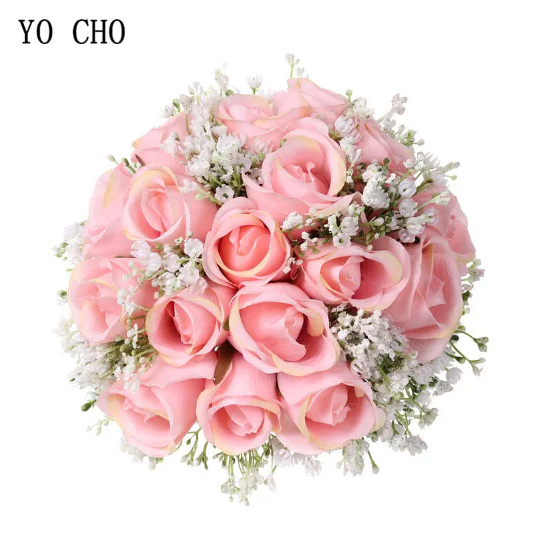 Букет розы YO CHO искусственный цветок шелковая розовая роза искусственные букеты