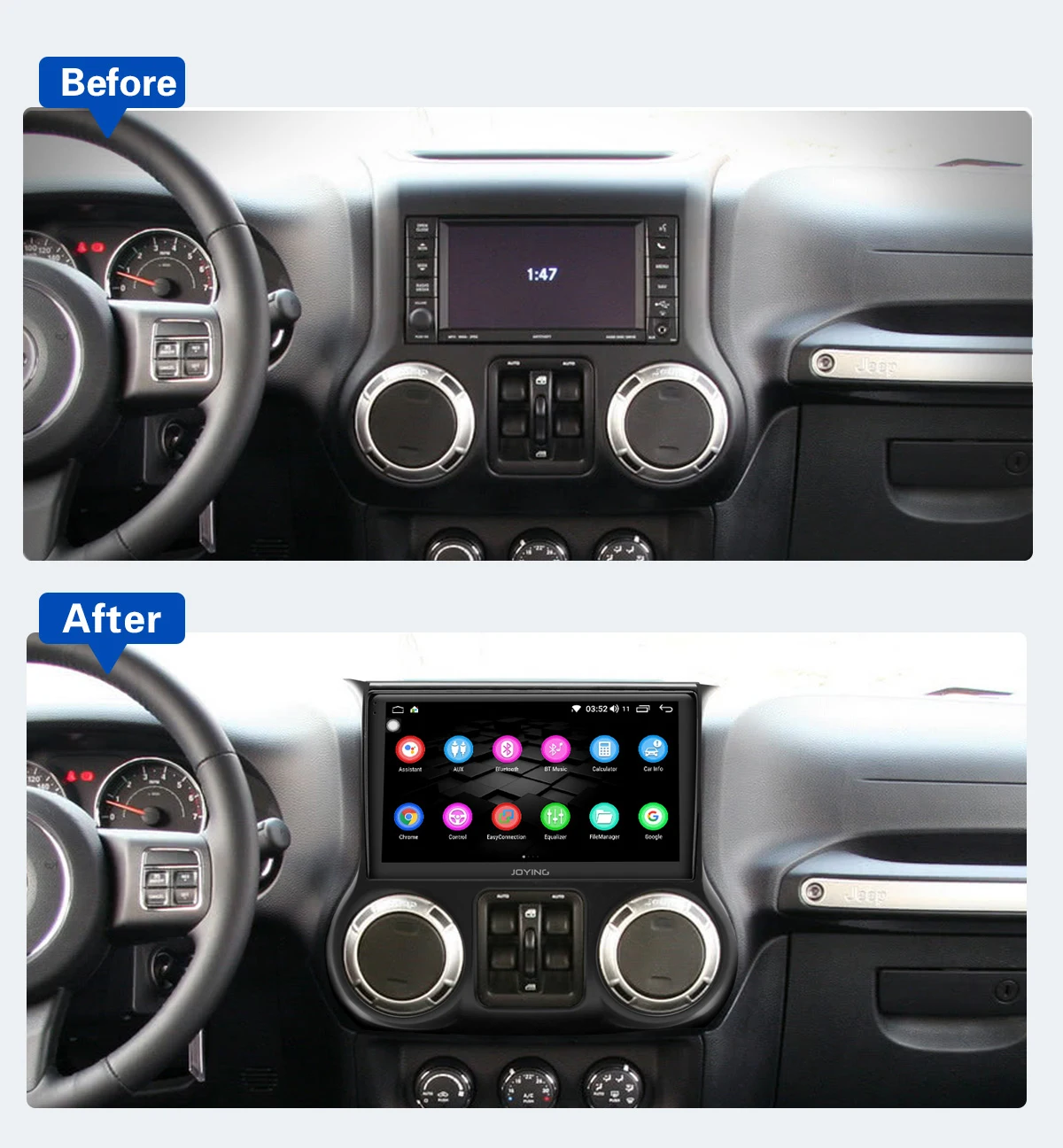 Радуясь стерео для Jeep Wrangler JK 2010 2012 автомобильный Радио Мультимедиа Видео плеер gps 10 ''Android 8,1 головное устройство