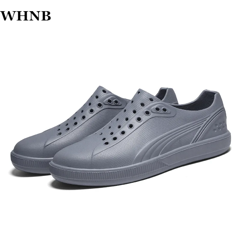 

WHNB Summer New Tide Breathable Men Casual Shoes Fashion Sandy Beach Lightweight Slip-on Men Hole Shoes