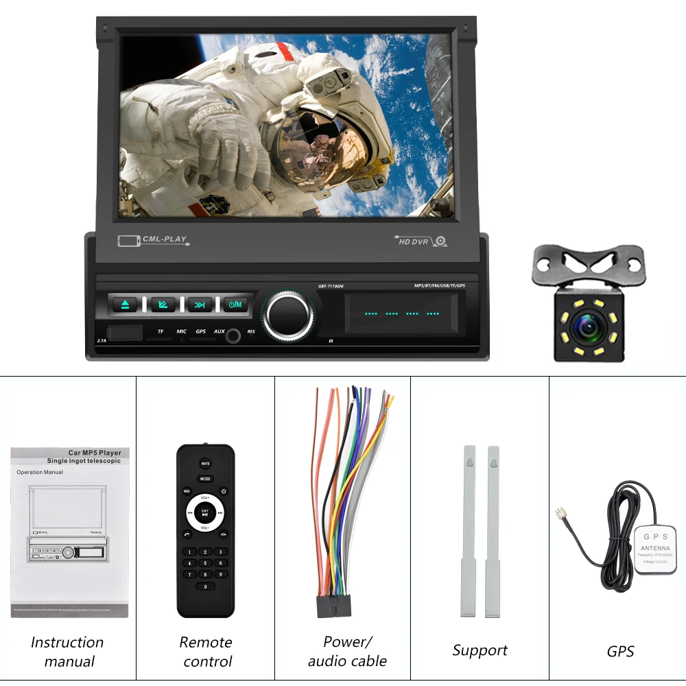 With 8 IR Camera Hikity 1 din автомобильный радиоприемник 7 ''автоматический выдвижной экран Радио автомобильный gps навигация автомобильный мультимедийный плеер Зеркало Ссылка MP5 плеер - Цвет: With 8 IR Camera