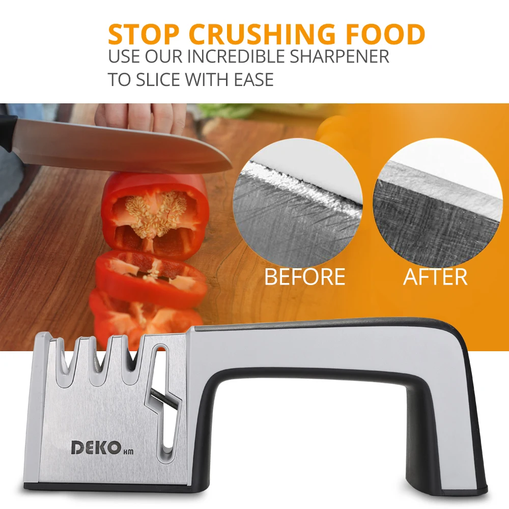 

DEKO 4 In 1 Stainless Steel Scissors Tools Diamond Sharpening Whetstone Stone Non-Slip Knife Sharpener