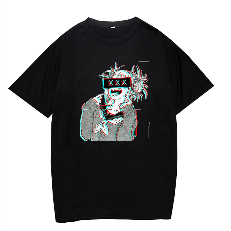 

Футболка с рисунком аниме «Моя геройская Академия», химико Тога, Мужская/женская футболка с рисунком манги, рубашка с круглым вырезом и коро...