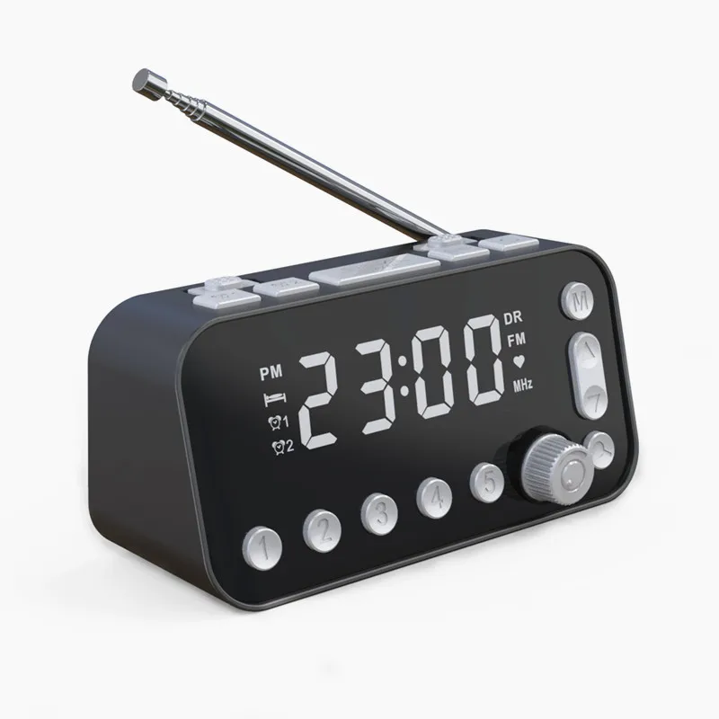 

New DAB/FM Alarm Clock Radio Large Screen Dual Alarm Clocks Dual USB Mobile Phone Charging Holes Adjustable Display Brightness