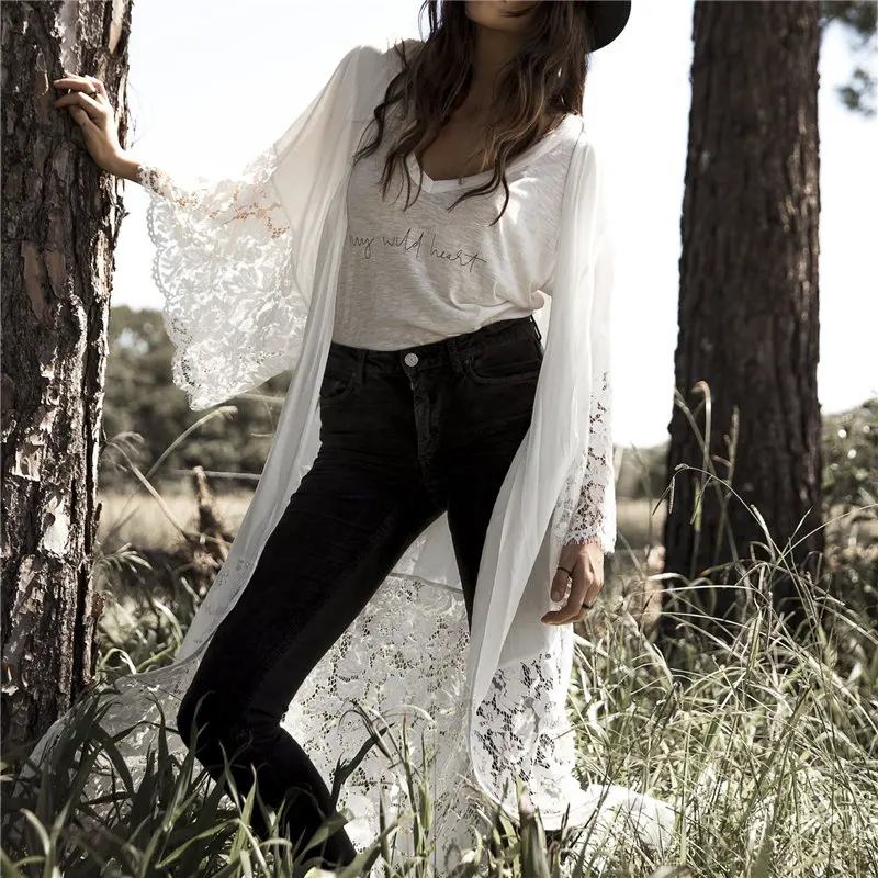 Хлопковый пляжный накидка кафтан саронг купальный костюм кружевная Пляжное