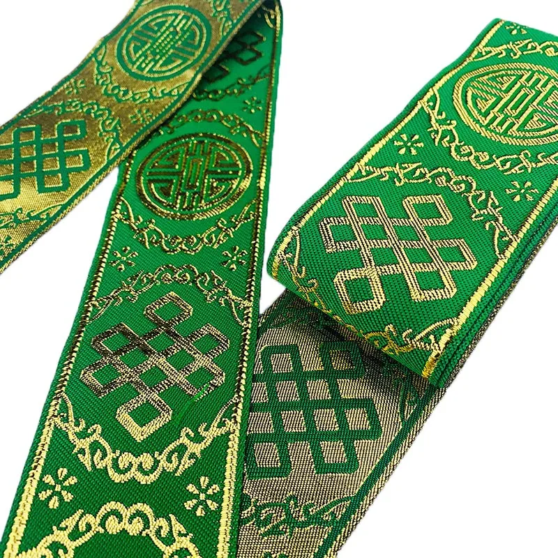 7 метров 5 см тканая жаккардовая лента золотой геометрический узор Этническая