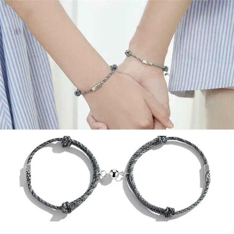 

2pc Attract Couple Magnetic Bracelet for Women Adjustable Handmade Mutual Attraction Relationship Rope Charm Jewelry