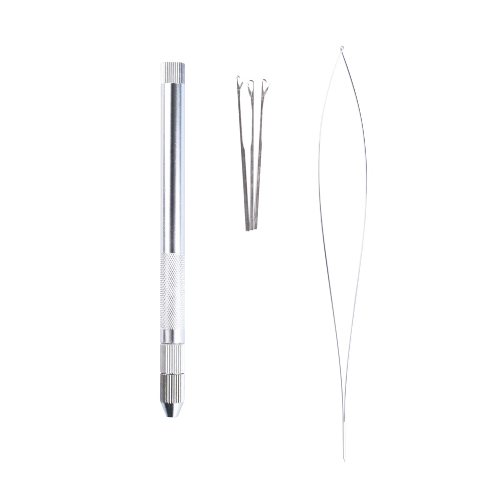 Aluminium Hair Extension Hook Pulling Tool Needle Threader Micro Rings Beads Loop | Шиньоны и парики