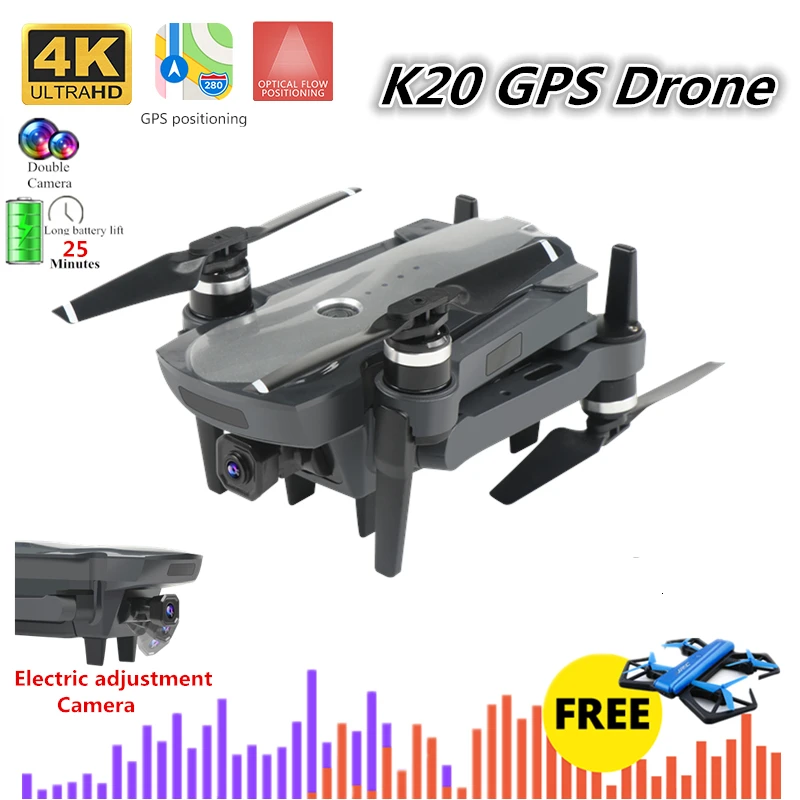 Мини Квадрокоптер K20 4K складной Wi Fi FPV 1800 м 25 минут полета|Радиоуправляемые